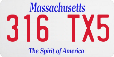 MA license plate 316TX5