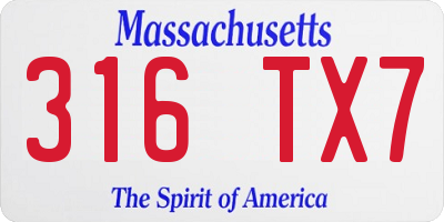 MA license plate 316TX7