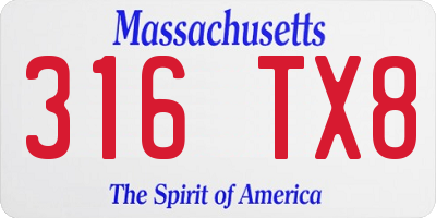 MA license plate 316TX8