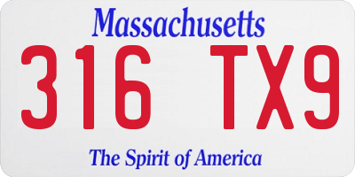 MA license plate 316TX9