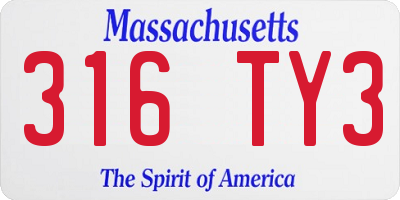 MA license plate 316TY3