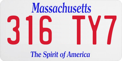 MA license plate 316TY7