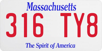 MA license plate 316TY8