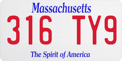 MA license plate 316TY9