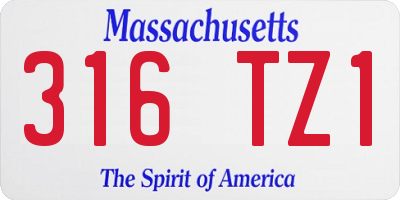 MA license plate 316TZ1