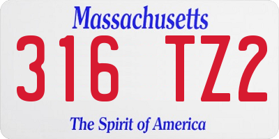 MA license plate 316TZ2