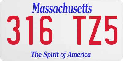 MA license plate 316TZ5