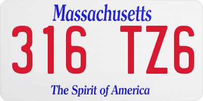 MA license plate 316TZ6