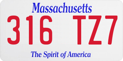 MA license plate 316TZ7