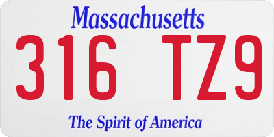 MA license plate 316TZ9