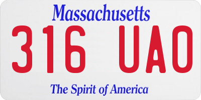 MA license plate 316UA0
