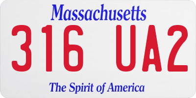 MA license plate 316UA2