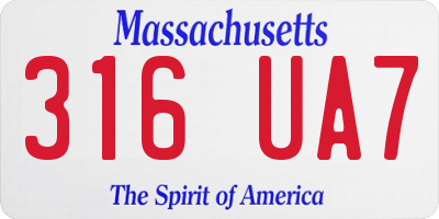 MA license plate 316UA7
