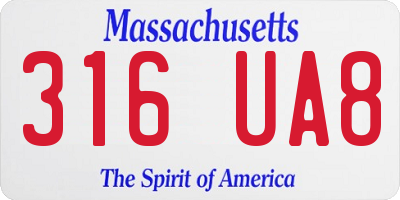 MA license plate 316UA8