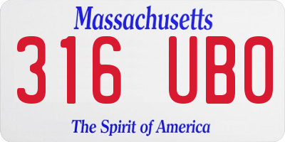 MA license plate 316UB0