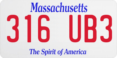 MA license plate 316UB3