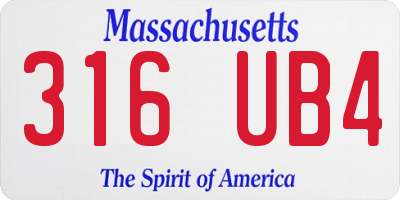 MA license plate 316UB4