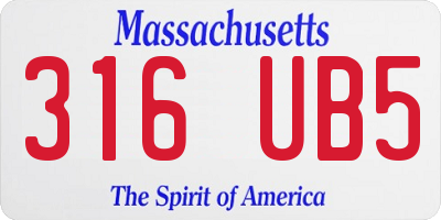 MA license plate 316UB5