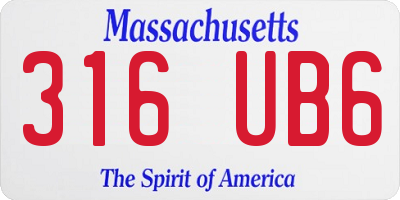 MA license plate 316UB6