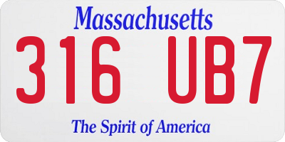 MA license plate 316UB7