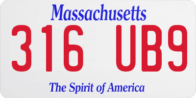 MA license plate 316UB9