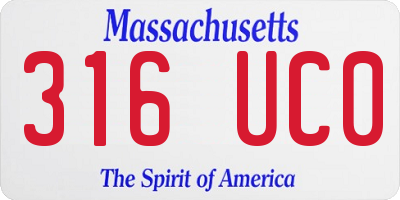MA license plate 316UC0