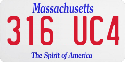 MA license plate 316UC4