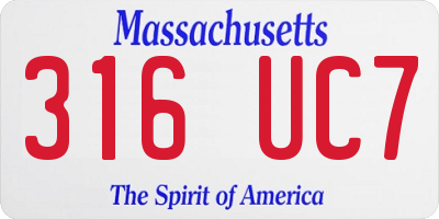MA license plate 316UC7