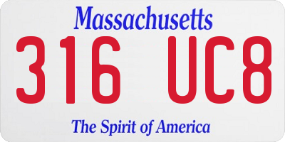 MA license plate 316UC8