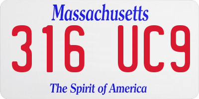 MA license plate 316UC9