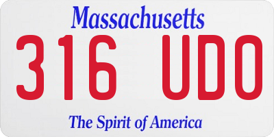 MA license plate 316UD0