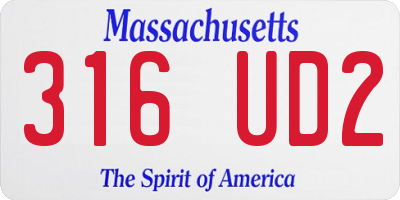 MA license plate 316UD2
