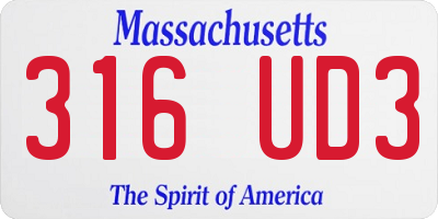 MA license plate 316UD3