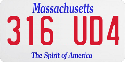 MA license plate 316UD4