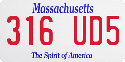 MA license plate 316UD5