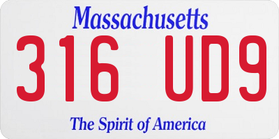 MA license plate 316UD9