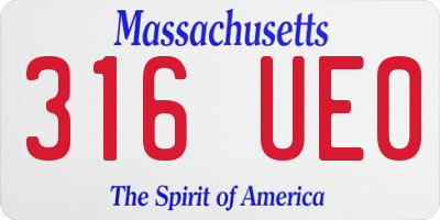 MA license plate 316UE0