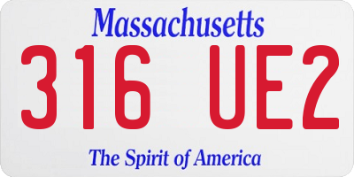 MA license plate 316UE2