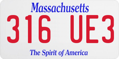 MA license plate 316UE3