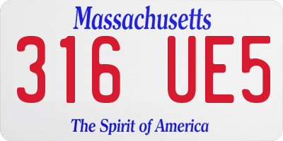 MA license plate 316UE5