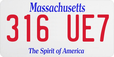 MA license plate 316UE7