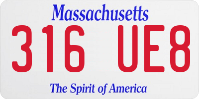 MA license plate 316UE8