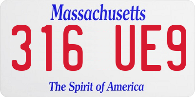 MA license plate 316UE9