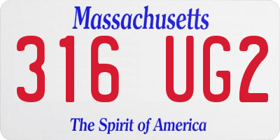 MA license plate 316UG2