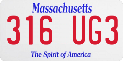 MA license plate 316UG3