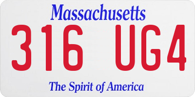 MA license plate 316UG4