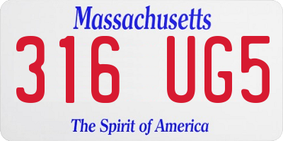 MA license plate 316UG5