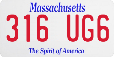MA license plate 316UG6