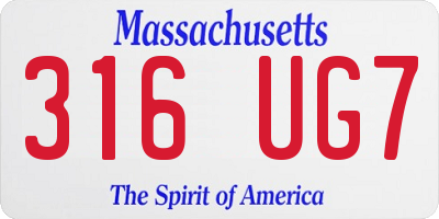 MA license plate 316UG7