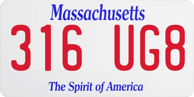 MA license plate 316UG8